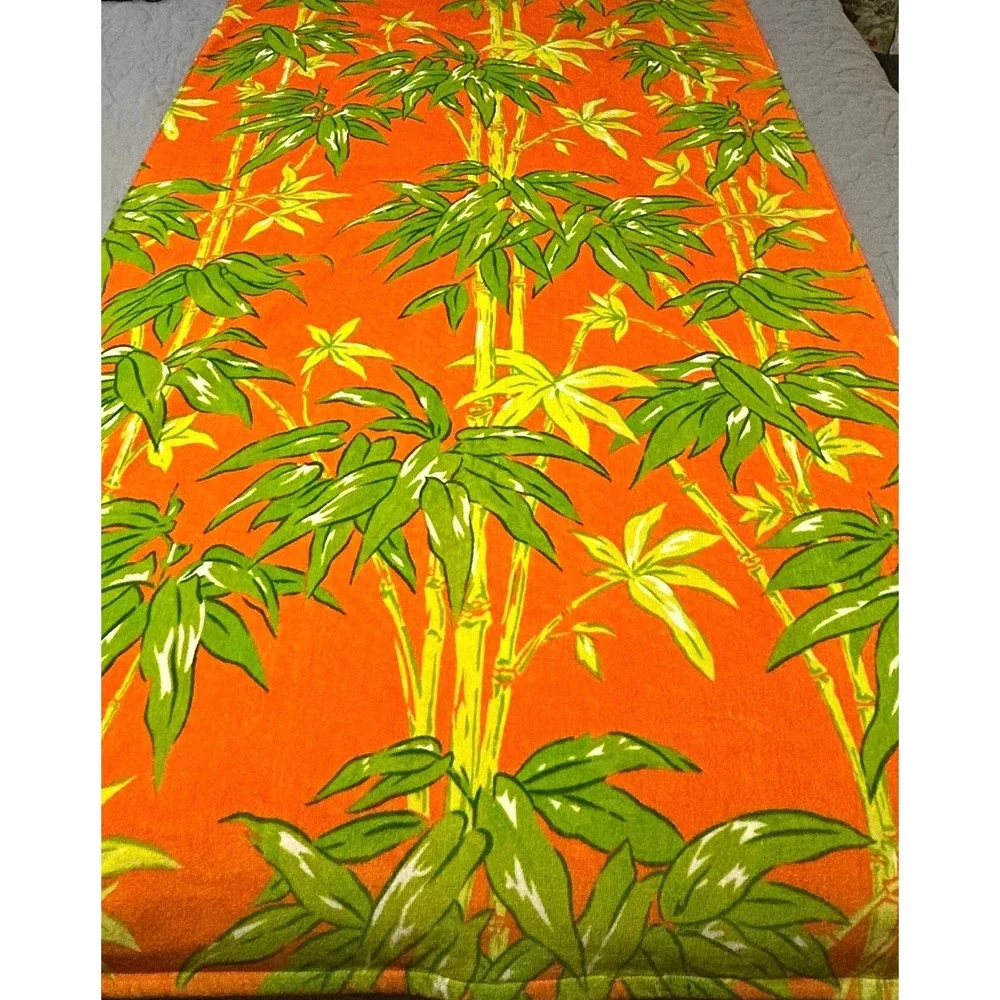 Martha Stewart Beach Towel 34x60 Tropical Bamboo Orange Green 2006 Pool Towel